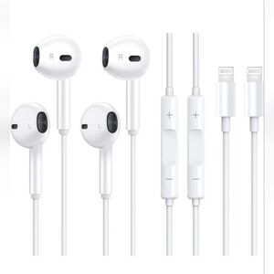 2 Pack Earbuds for iPhone Wired Earphones with Lightning Connector
